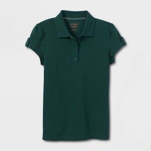 Cat & Jack Girls Short Sleeve Uniform Polo Shirt - Forest Green, XS (4/5)